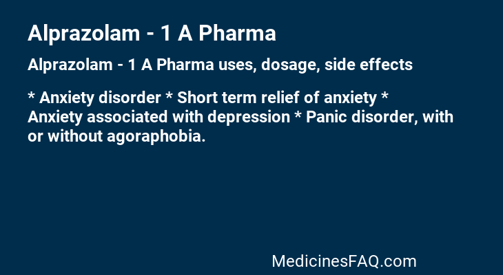 Alprazolam - 1 A Pharma