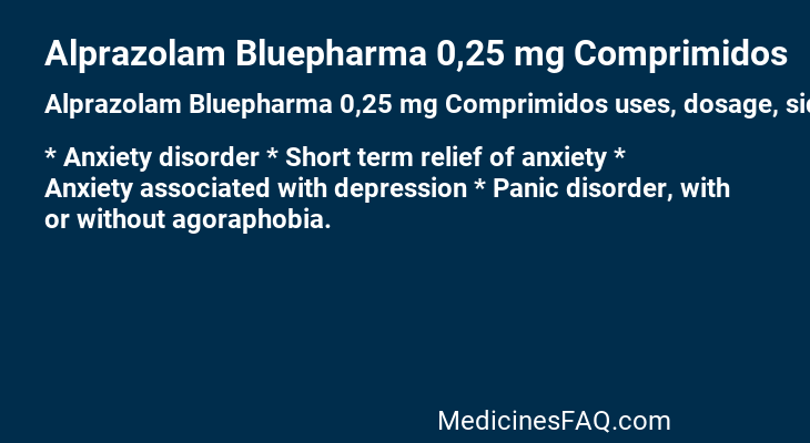 Alprazolam Bluepharma 0,25 mg Comprimidos