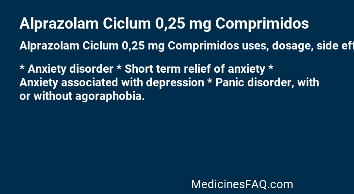 Alprazolam Ciclum 0,25 mg Comprimidos