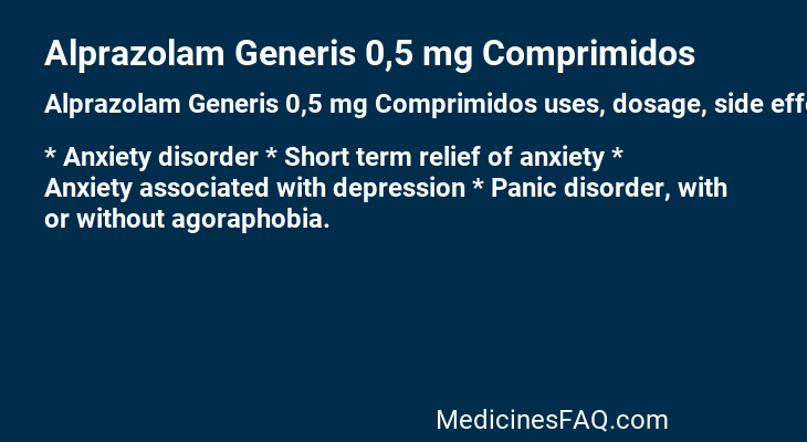 Alprazolam Generis 0,5 mg Comprimidos