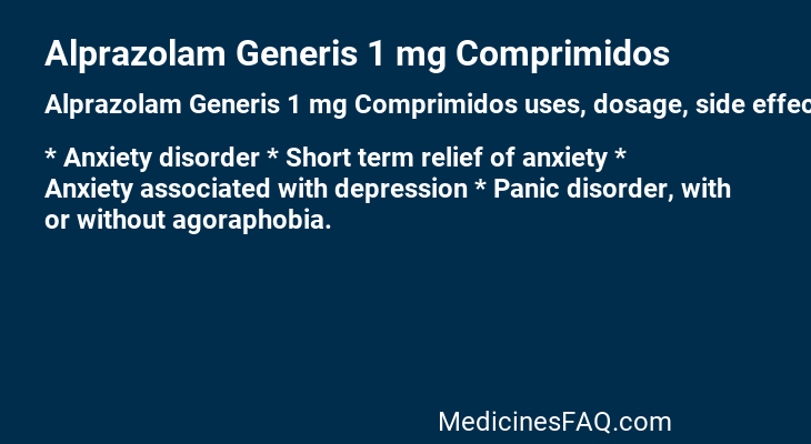 Alprazolam Generis 1 mg Comprimidos