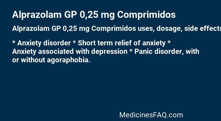 Alprazolam GP 0,25 mg Comprimidos