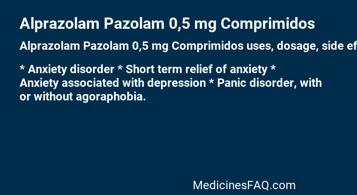 Alprazolam Pazolam 0,5 mg Comprimidos