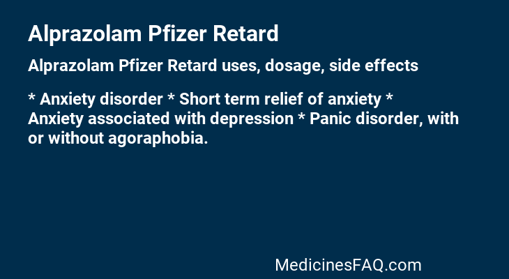 Alprazolam Pfizer Retard