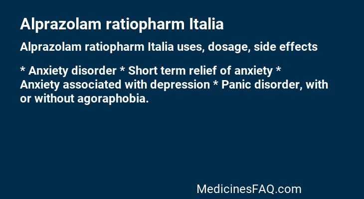 Alprazolam ratiopharm Italia