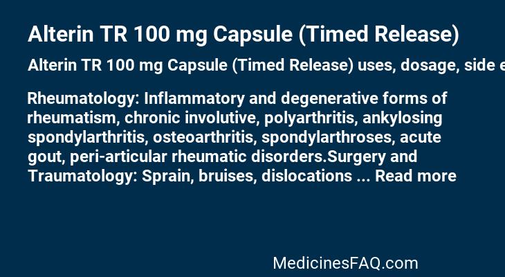 Alterin TR 100 mg Capsule (Timed Release)