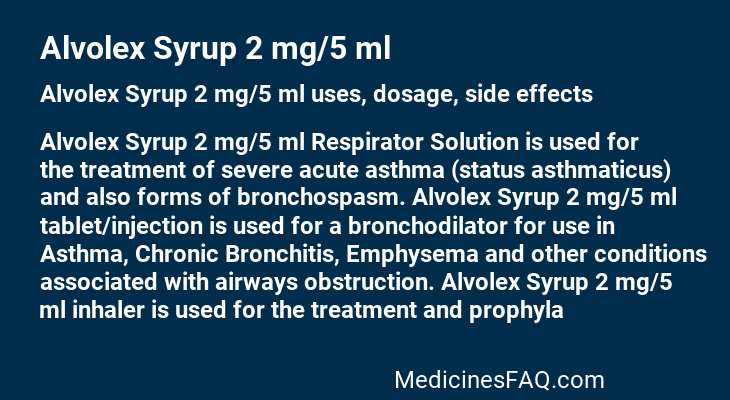 Alvolex Syrup 2 mg/5 ml