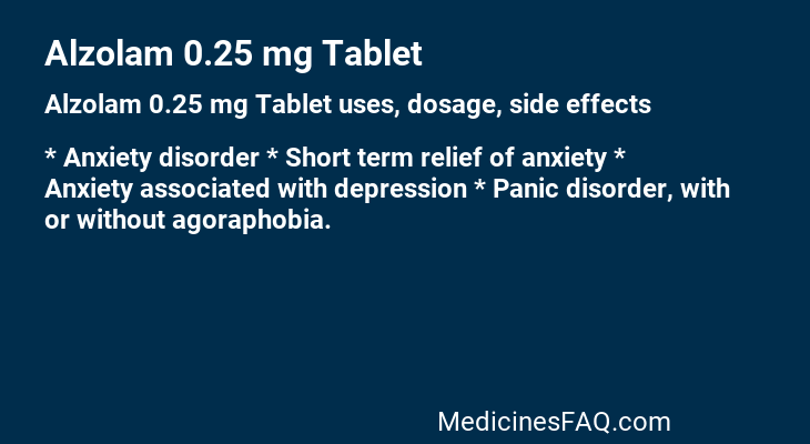 Alzolam 0.25 mg Tablet