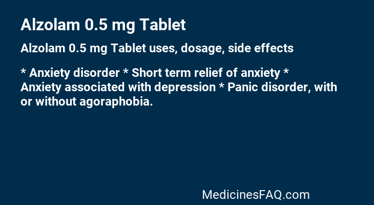 Alzolam 0.5 mg Tablet