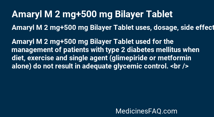 Amaryl M 2 mg+500 mg Bilayer Tablet