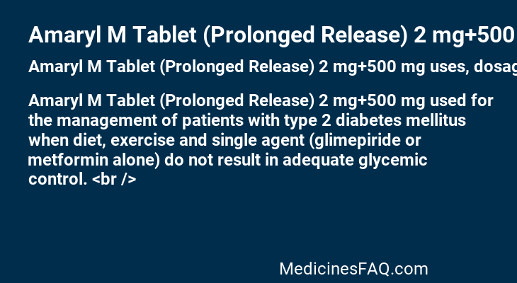 Amaryl M Tablet (Prolonged Release) 2 mg+500 mg