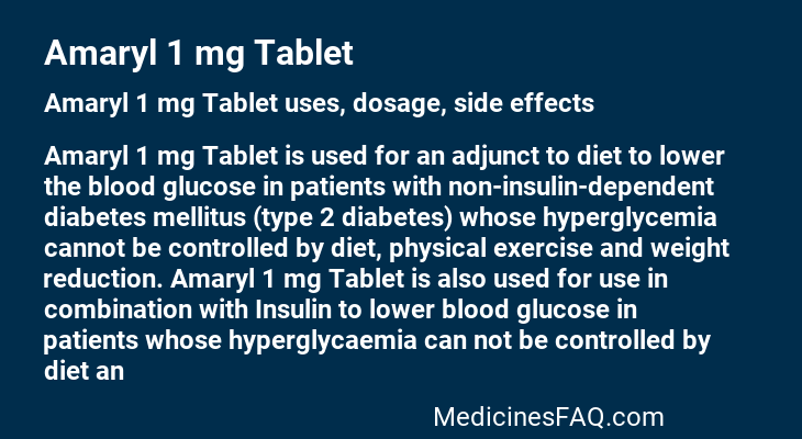 Amaryl 1 mg Tablet