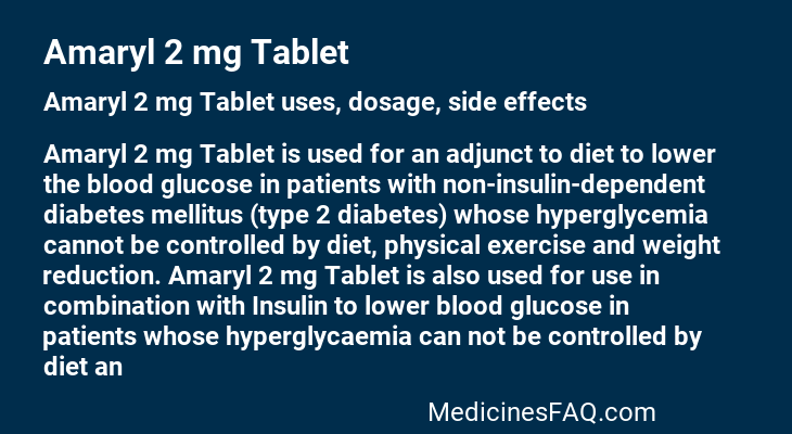 Amaryl 2 mg Tablet