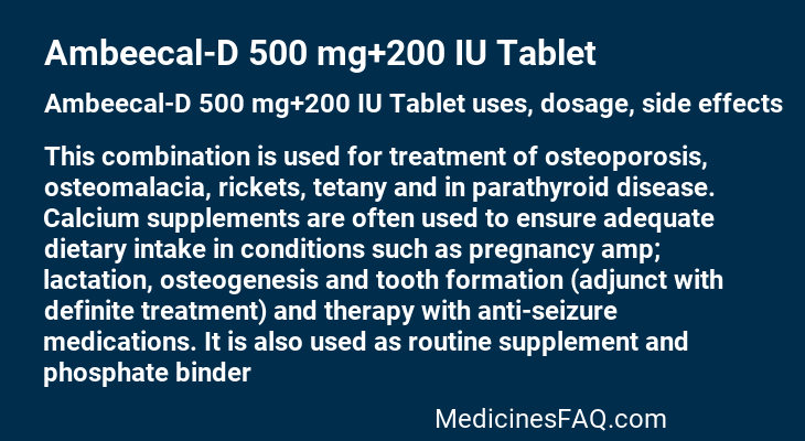 Ambeecal-D 500 mg+200 IU Tablet