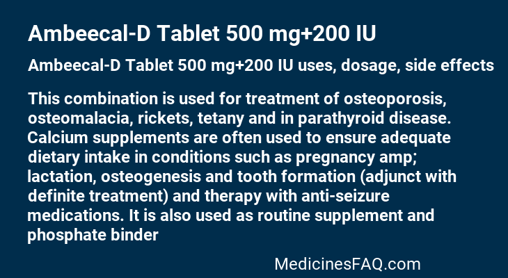 Ambeecal-D Tablet 500 mg+200 IU