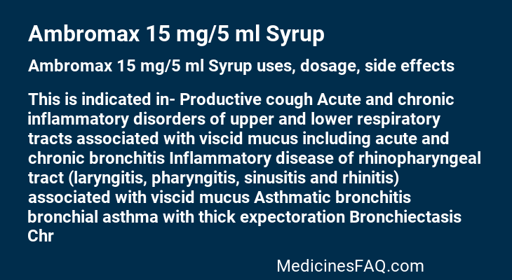 Ambromax 15 mg/5 ml Syrup