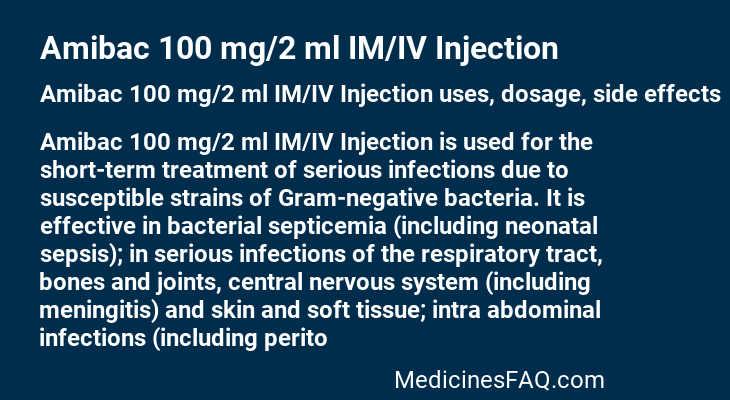 Amibac 100 mg/2 ml IM/IV Injection