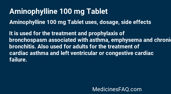 Aminophylline 100 mg Tablet