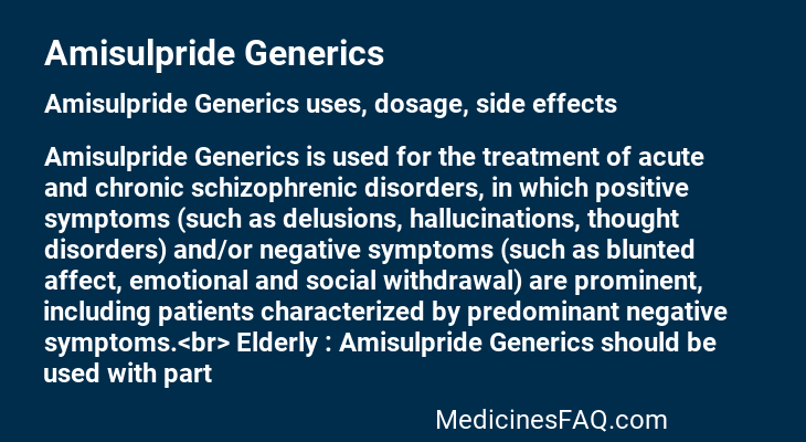 Amisulpride Generics