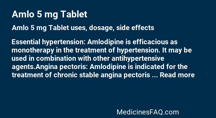 Amlo 5 mg Tablet