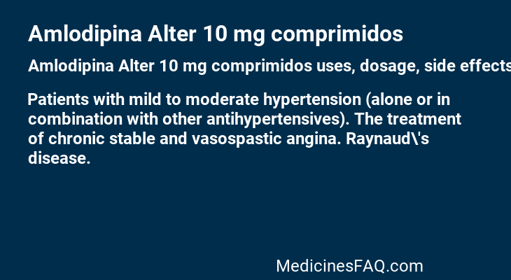 Amlodipina Alter 10 mg comprimidos