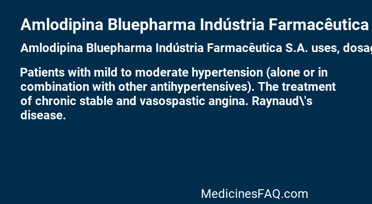 Amlodipina Bluepharma Indústria Farmacêutica S.A.