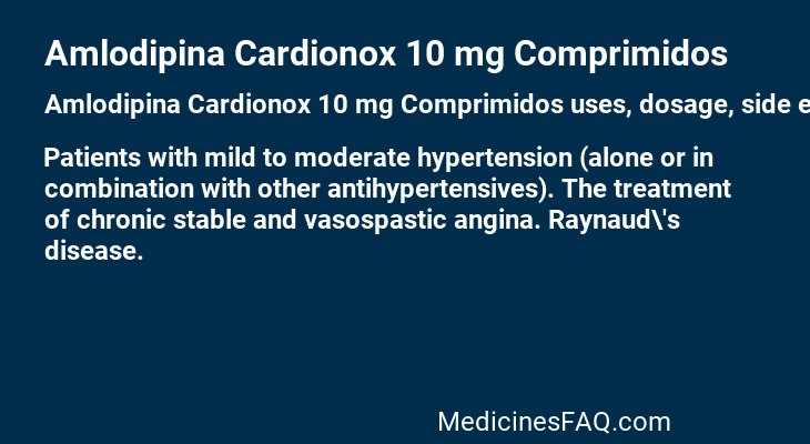 Amlodipina Cardionox 10 mg Comprimidos