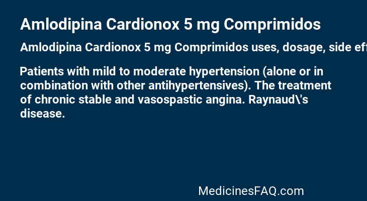 Amlodipina Cardionox 5 mg Comprimidos