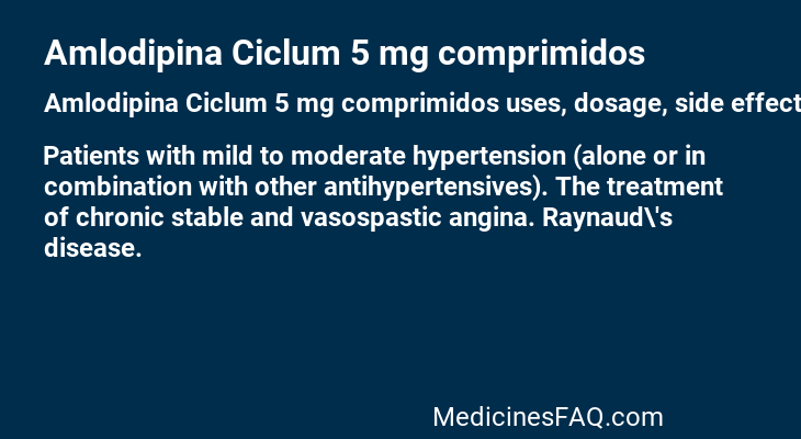 Amlodipina Ciclum 5 mg comprimidos