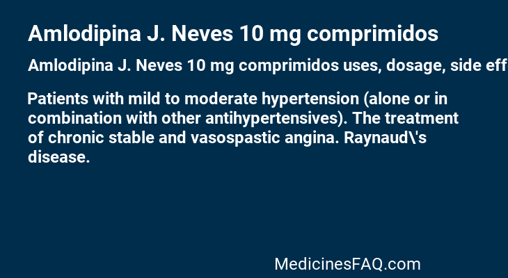 Amlodipina J. Neves 10 mg comprimidos