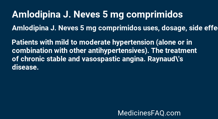 Amlodipina J. Neves 5 mg comprimidos
