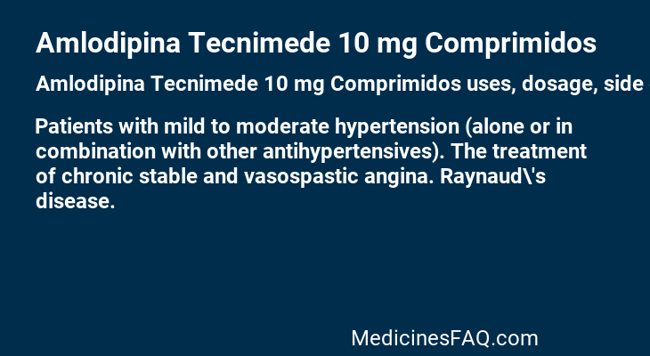 Amlodipina Tecnimede 10 mg Comprimidos