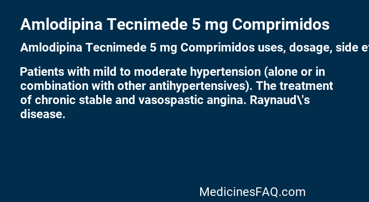 Amlodipina Tecnimede 5 mg Comprimidos