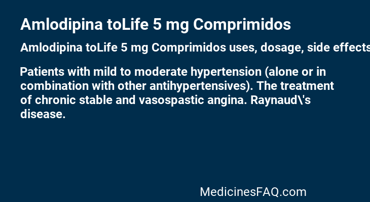 Amlodipina toLife 5 mg Comprimidos