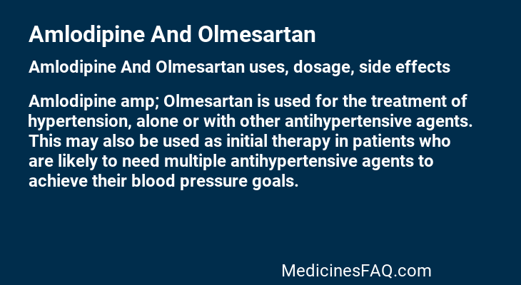 Amlodipine And Olmesartan