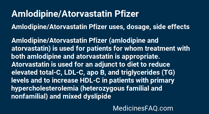 Amlodipine/Atorvastatin Pfizer