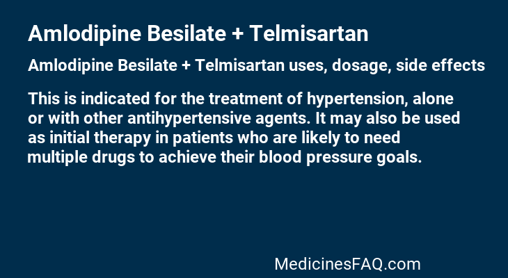 Amlodipine Besilate + Telmisartan