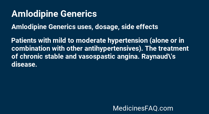 Amlodipine Generics