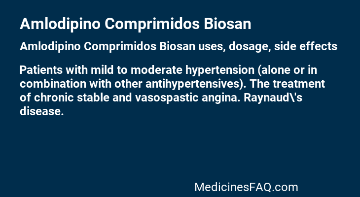 Amlodipino Comprimidos Biosan