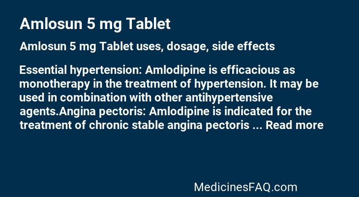 Amlosun 5 mg Tablet