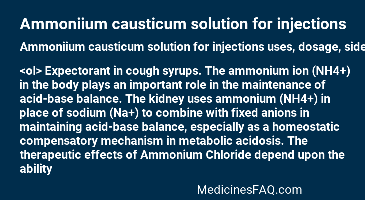 Ammoniium causticum solution for injections