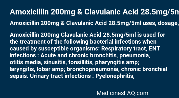Amoxicillin 200mg & Clavulanic Acid 28.5mg/5ml