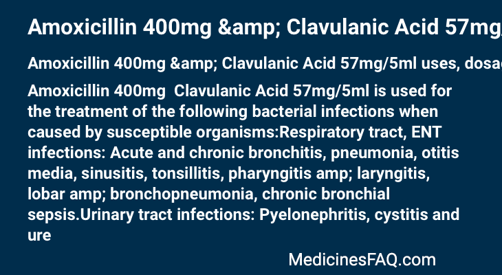 Amoxicillin 400mg & Clavulanic Acid 57mg/5ml