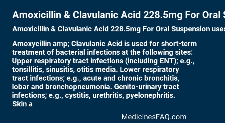 Amoxicillin & Clavulanic Acid 228.5mg For Oral Suspension