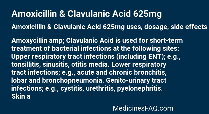 Amoxicillin & Clavulanic Acid 625mg