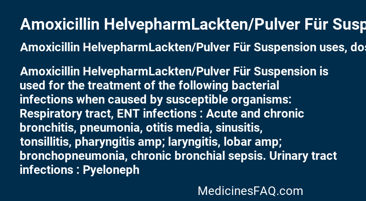 Amoxicillin HelvepharmLackten/Pulver Für Suspension