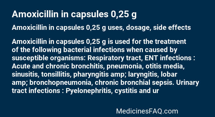 Amoxicillin in capsules 0,25 g