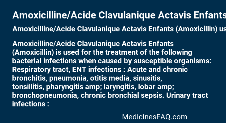Amoxicilline/Acide Clavulanique Actavis Enfants (Amoxicillin)