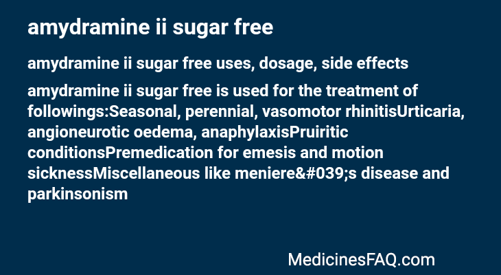 amydramine ii sugar free