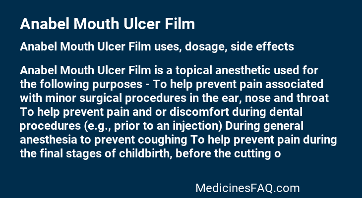 Anabel Mouth Ulcer Film
